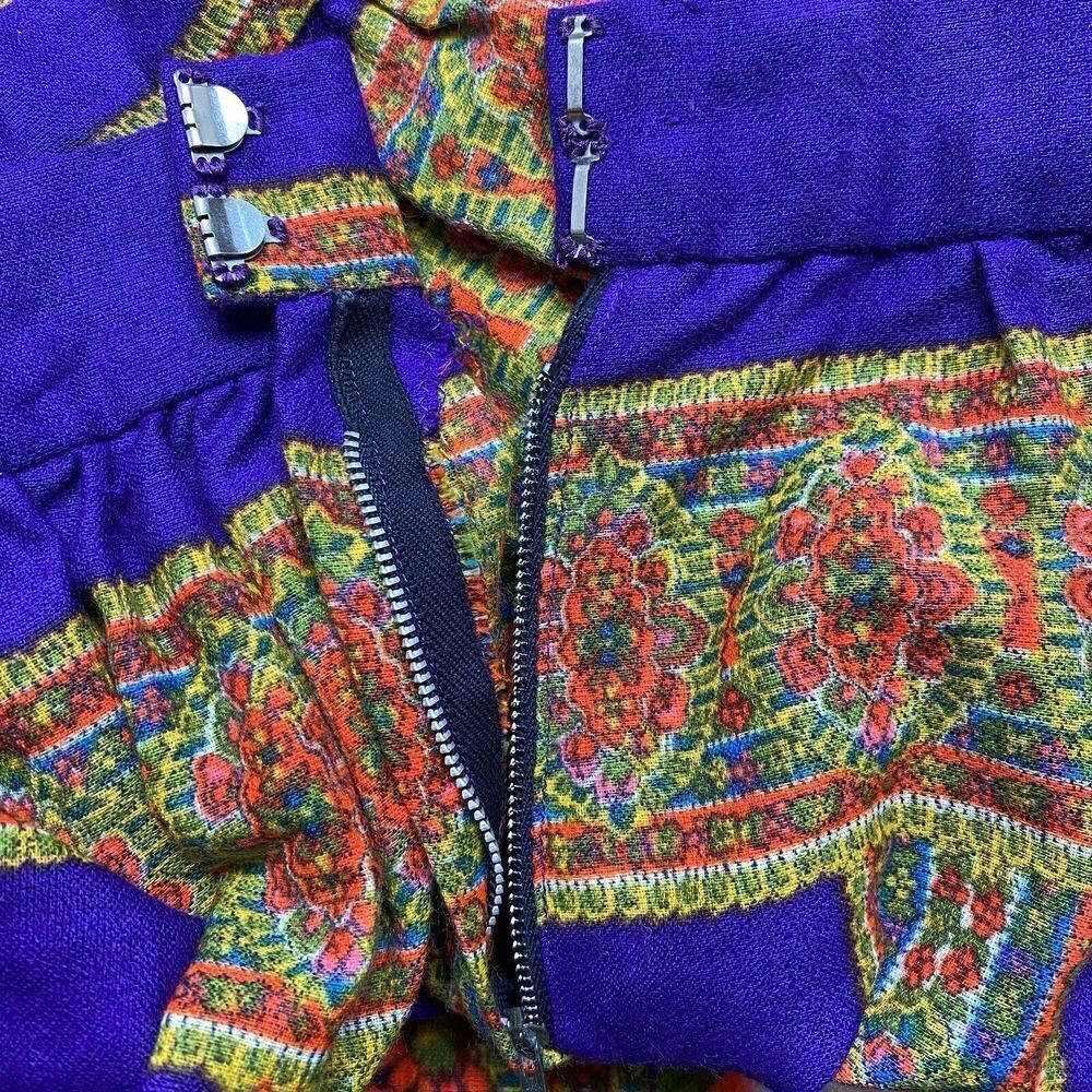 Vintage 60s Maxi Skirt Women's Waist 27" Hostess Dayglo Pop Floral Mod Floral - Picture 5 of 5